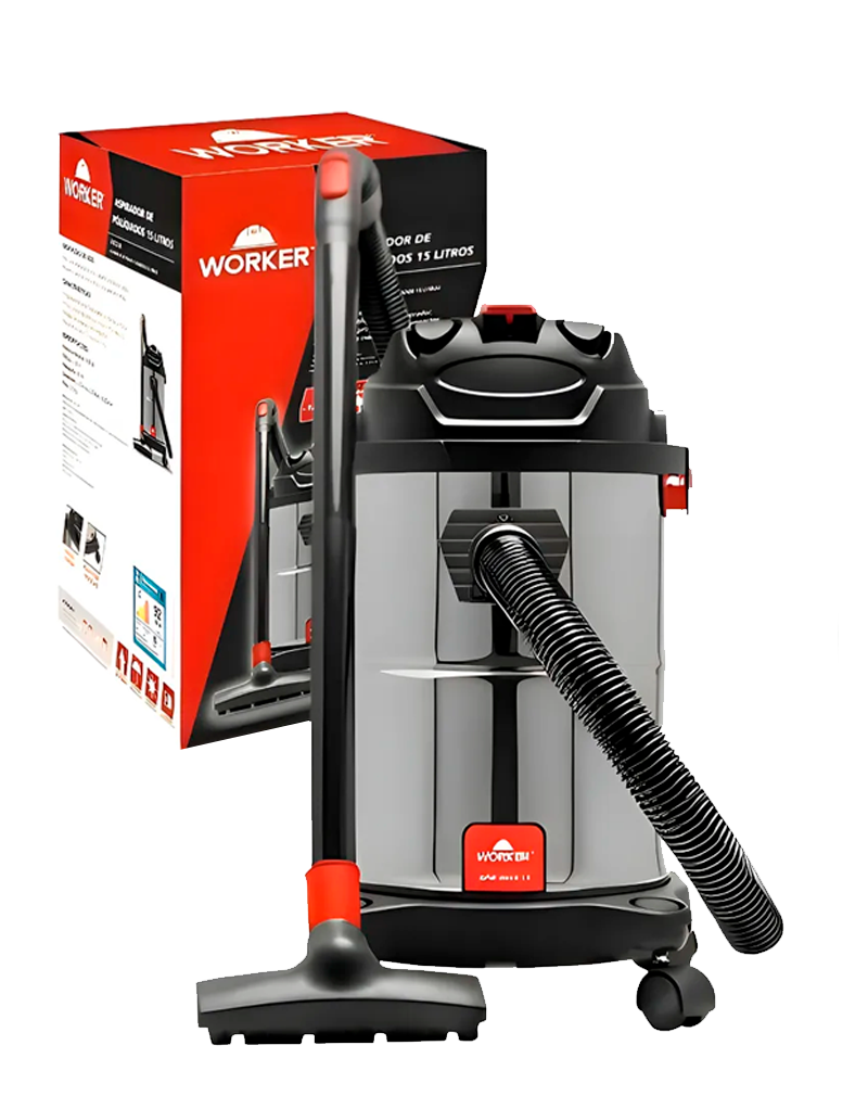 Aspirador de Pó e Água Worker 1400W Inox 15L - Potente e Versátil